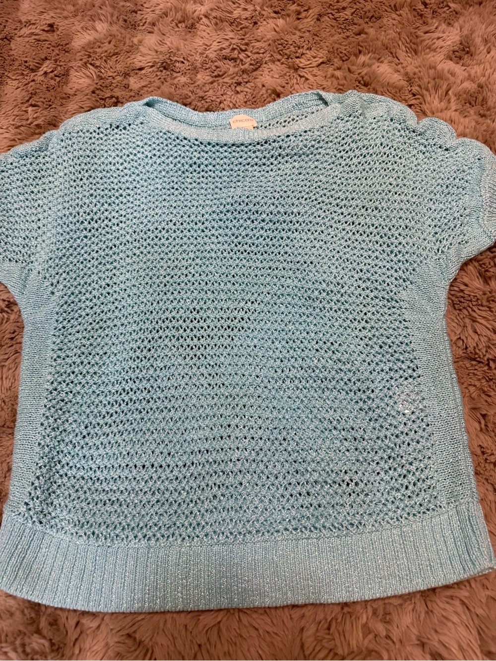 Light Blue Knit Short-Sleeve Sweater - Chico’s size 2